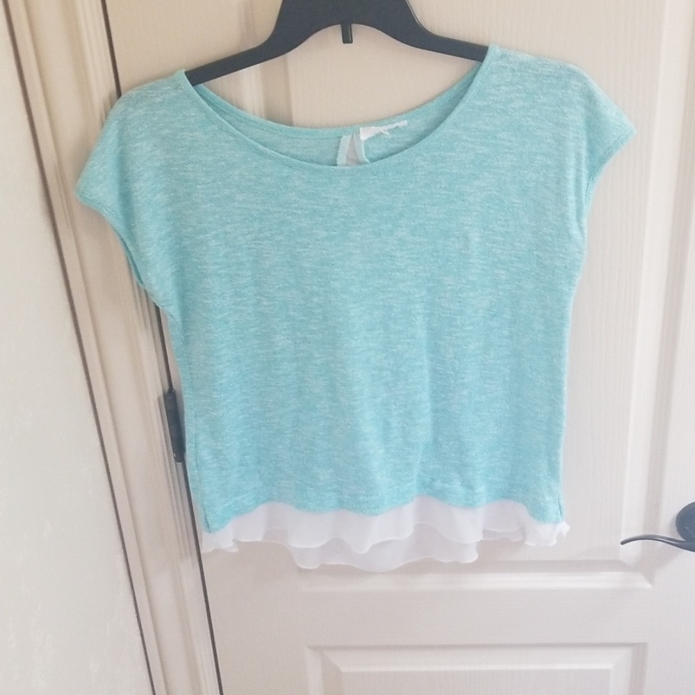 Amazing blue shirt with shear lace